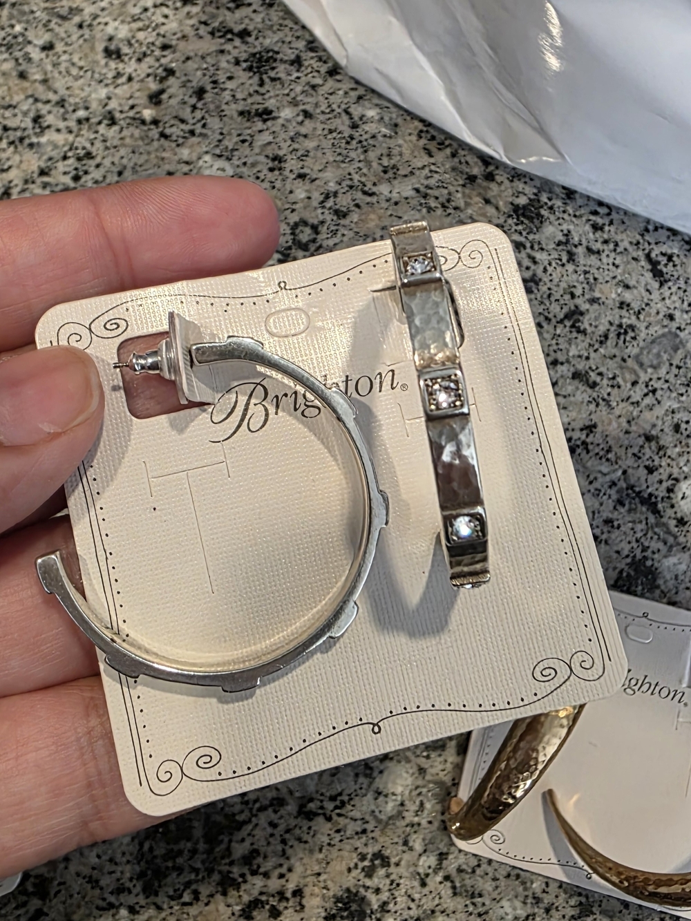 Brighton MERIDIAN Silver Crystal Hoop Earrings New $68RV